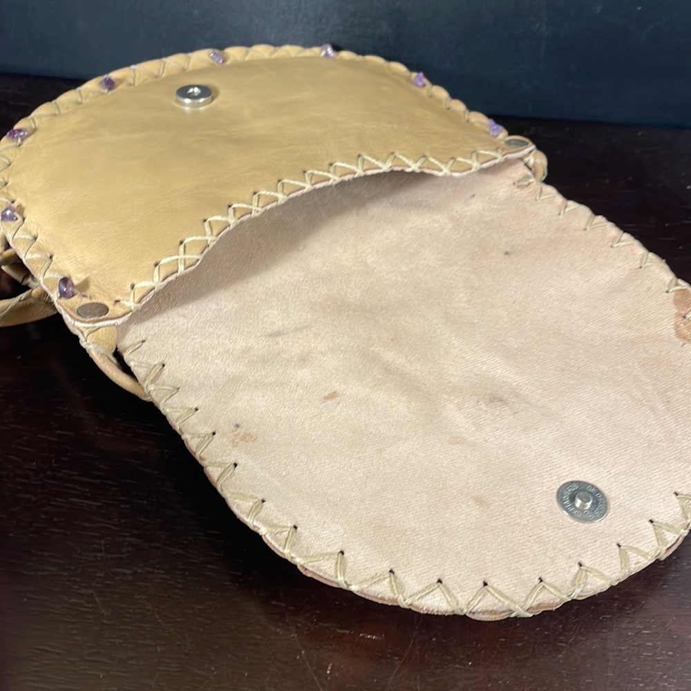 Mexican round crossbody with purple stone detail - Picture 6 of 6